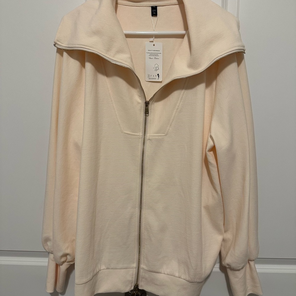 Cream Zip-Up Jacket